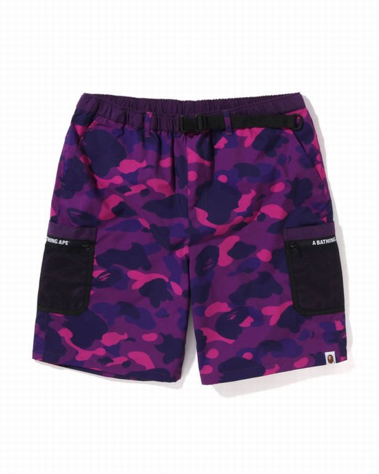 Bermudas Bape Color Camo Mesh Pocket Hombre Morados | 570961-RCS