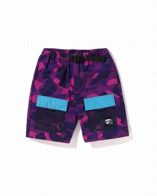 Bermudas Bape Color Camo Mesh Pocket Niños Morados | 612978-VLS