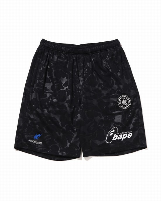 Bermudas Bape Soccer Game Hombre Negros | 146978-EQJ