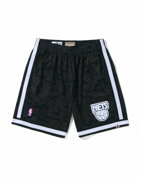 Bermudas Bape X M&N Brooklyn Nets Jersey Hombre Negros | 943167-VQU