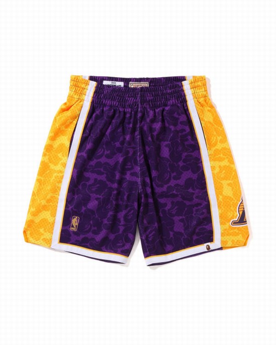 Bermudas Bape X M&N Los Angeles Lakers Jersey Hombre Morados | 759483-MKB