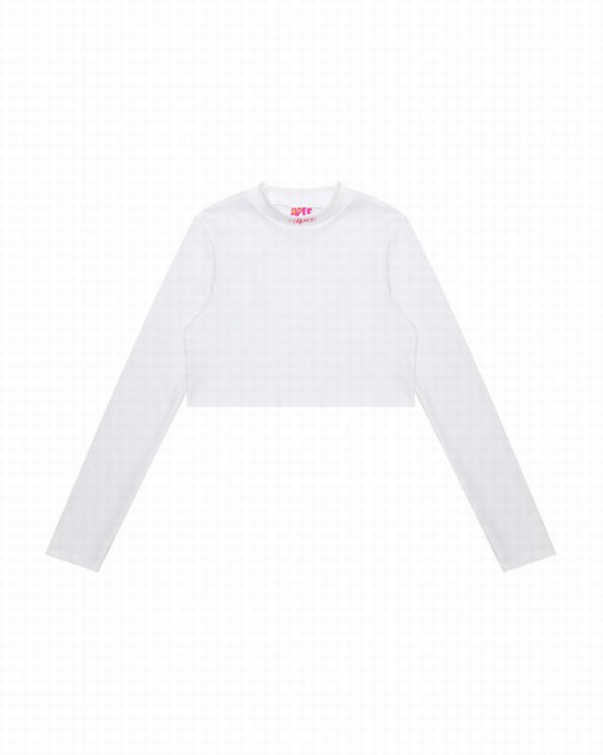 Blusas Bape Cropped turtle neck Mujer Blancos | 289504-NTY