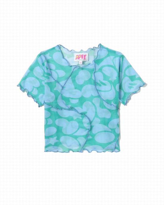 Blusas Bape Pattern mesh crop Mujer Azules | 075489-XML