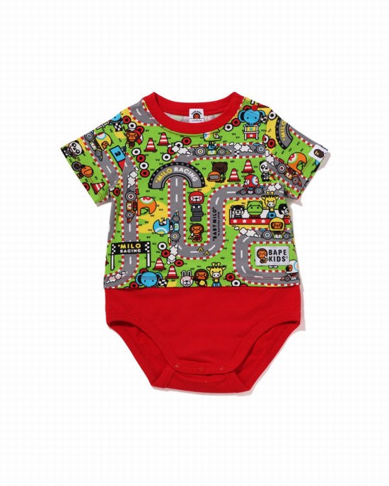 Bodysuit Bape Milo Carreras Niños Rojos Claro | 708432-YFP