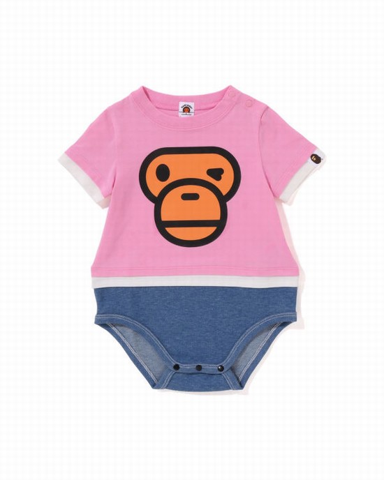 Bodysuit Bape Milo Face Layered Niños Rosas | 601587-ZWU