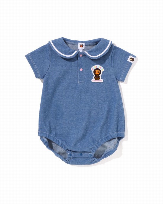 Bodysuit Bape Milo Jersey Denim Sailor Collar Niños Azules | 278350-OUK