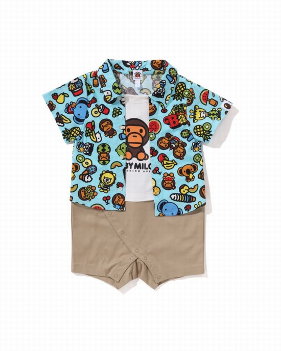 Bodysuit Bape Milo Mixed Fruit Layered Rompers Niños Azules Claro | 452307-GLT