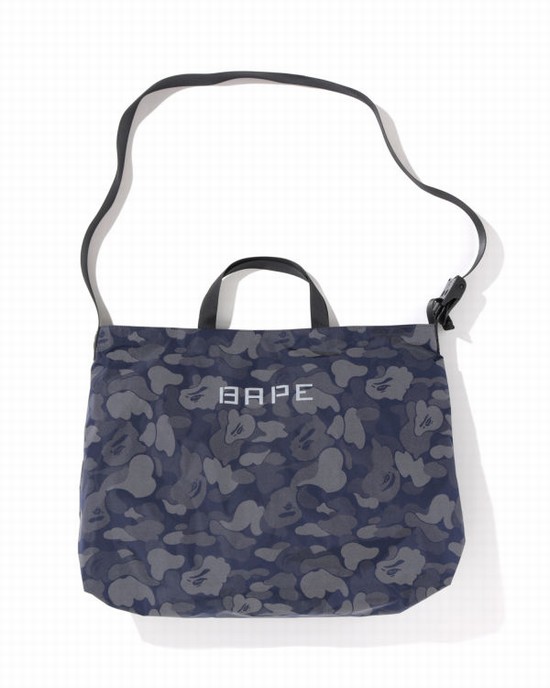 Bolsa De Hombro Bape ABC Dot Reflective Hombre Azul Marino Azules | 427869-OUB