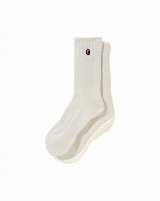 Calcetines Bape Ape Head One Point Hombre Blancos | 485907-IWM