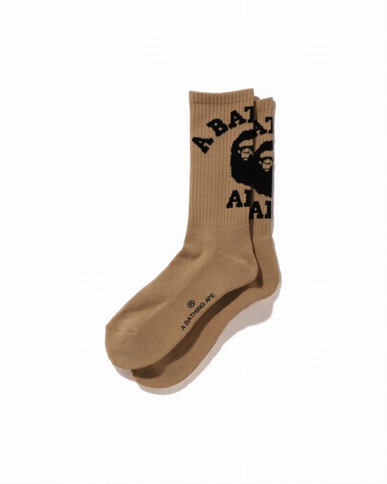 Calcetines Bape College Hombre Beige | 815639-MUH