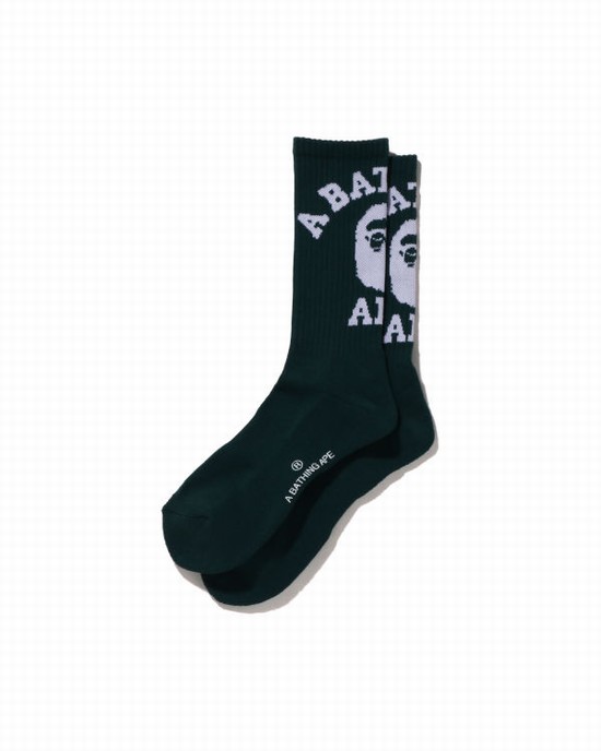 Calcetines Bape College Hombre Verdes Oscuro | 671045-OEC