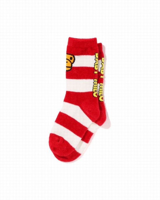 Calcetines Bape Hoop Milo Face Niños Rojos Claro | 461257-LEH