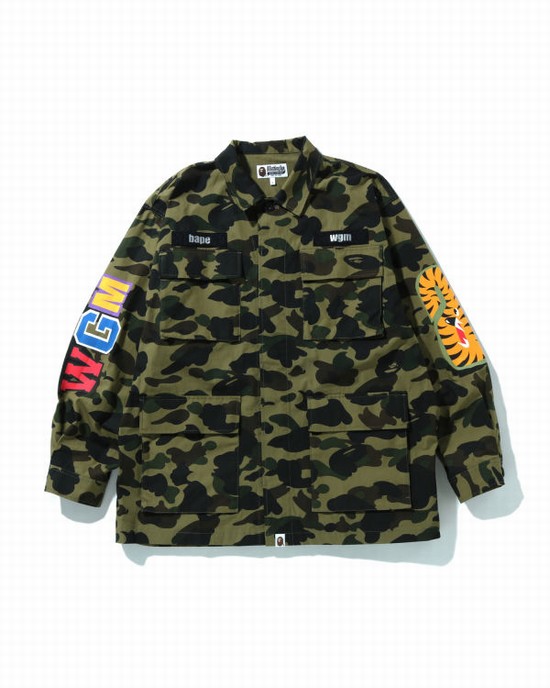 Camisas Bape 1st Camo Shark Relaxed Fit Military Hombre Verdes | 935184-EYI