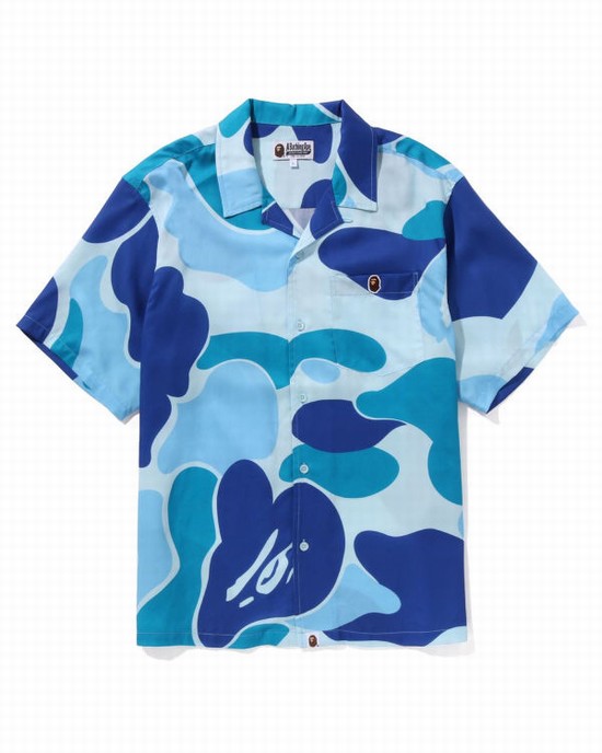 Camisas Bape ABC Camo Open Collar Hombre Azules Claro | 620389-SGL