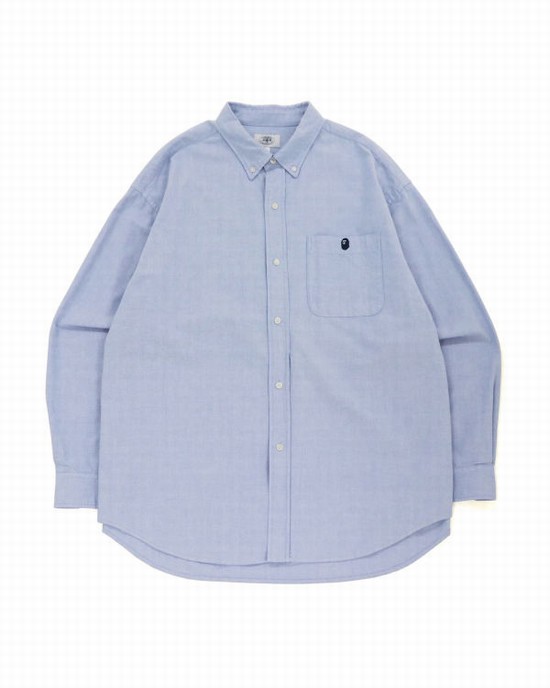 Camisas Bape Chambray Loose Fit Hombre Azules | 124537-MPL