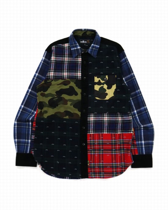 Camisas Bape Flannel Check Multi Patter Hombre Multicolor | 746290-REZ