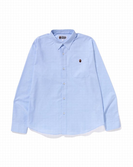 Camisas Bape Oxford relaxed fit Hombre Azules Claro | 152679-RYJ