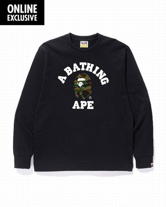 Camiseta Bape 1st Camo College Hombre Negros | 036517-BNI