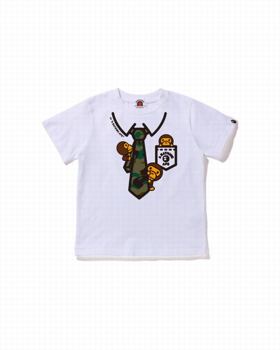 Camiseta Bape 1st Camo Milo Neck Print Niños Blancos | 406789-BXA