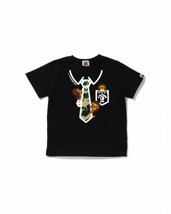 Camiseta Bape 1st Camo Milo Neck Print Niños Negros | 429507-THJ