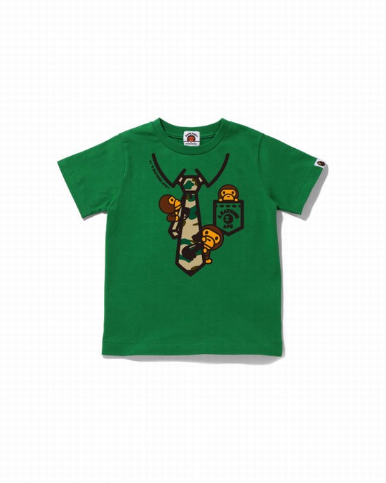 Camiseta Bape 1st Camo Milo Neck Print Niños Verdes | 563410-SAM