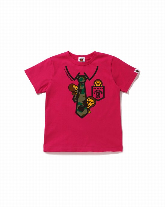 Camiseta Bape 1st Camo Milo Neck Print Niños Rosas | 698205-URA