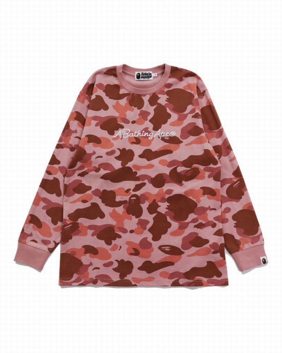 Camiseta Bape 1st Camo Oversized L/S Mujer Rosas | 572108-BNK