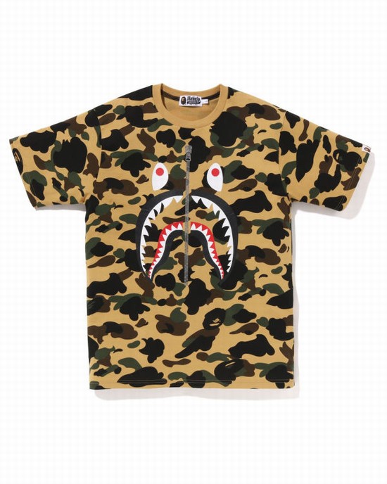 Camiseta Bape 1st Camo Shark Hombre Amarillos | 697508-CFW