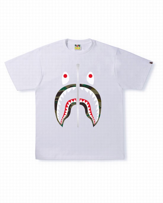 Camiseta Bape 1st Camo Shark Hombre Blancos | 283756-OJV