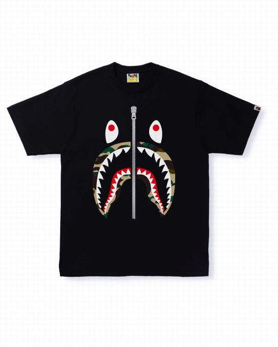 Camiseta Bape 1st Camo Shark Hombre Negros | 246791-AEQ