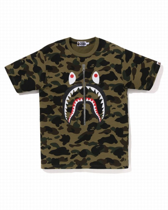 Camiseta Bape 1st Camo Shark Hombre Verdes | 537029-REG