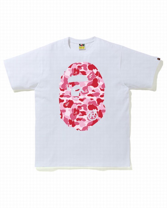 Camiseta Bape ABC Camo Big Ape Head Hombre Rosas | 824367-PLZ