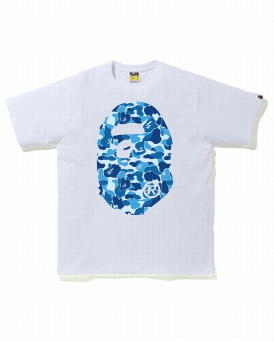 Camiseta Bape ABC Camo Big Ape Head Hombre Azules | 867293-JMX