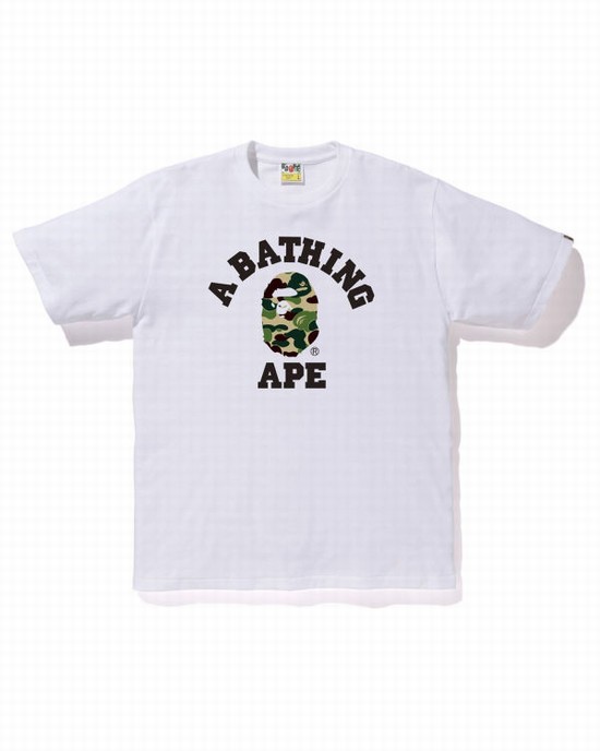 Camiseta Bape ABC Camo College Hombre Blancos | 350291-UWX