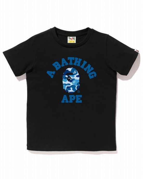 Camiseta Bape ABC Camo College Mujer Negros | 812694-HSC