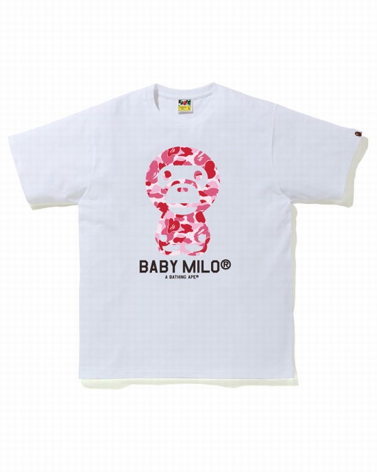 Camiseta Bape ABC Camo Milo Hombre Rosas | 103659-SYV