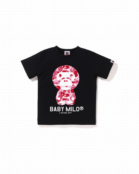 Camiseta Bape ABC Camo Milo Niños Negros | 756904-WMT