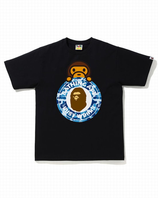 Camiseta Bape ABC Camo Milo On Busy Trabajo Hombre Negros | 162938-JUX