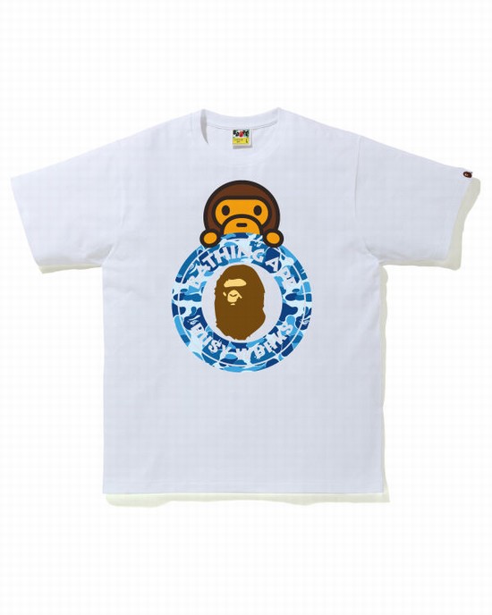 Camiseta Bape ABC Camo Milo On Busy Trabajo Hombre Azules | 291534-YED