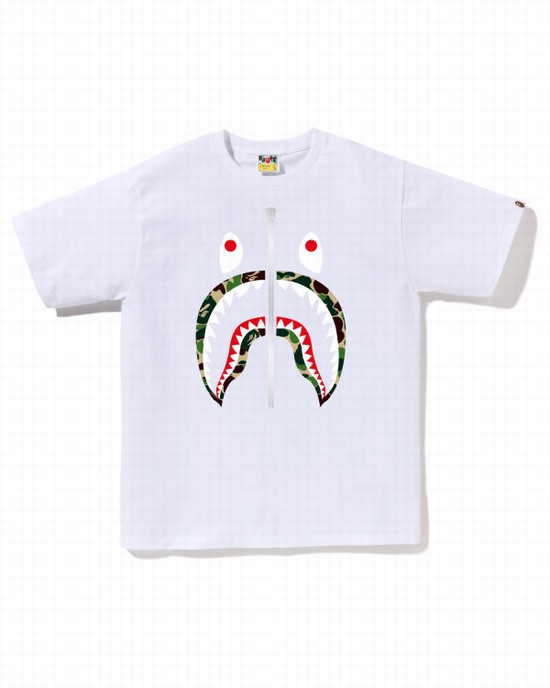 Camiseta Bape ABC Camo Shark Hombre Blancos | 197680-QHB