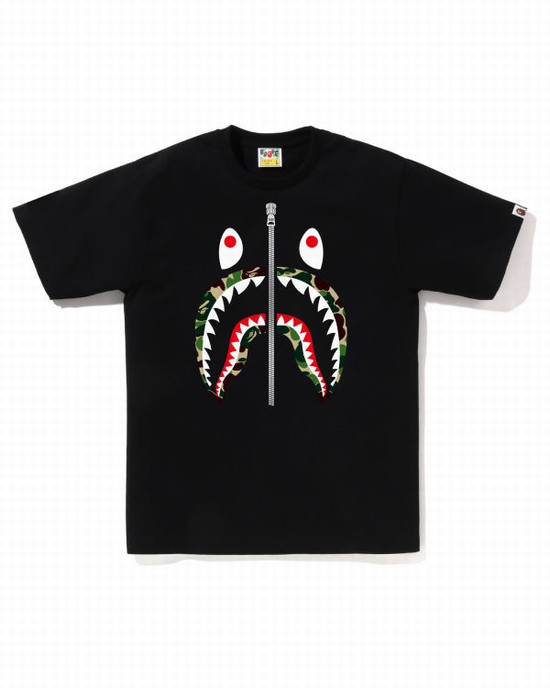 Camiseta Bape ABC Camo Shark Hombre Negros | 257634-XYL