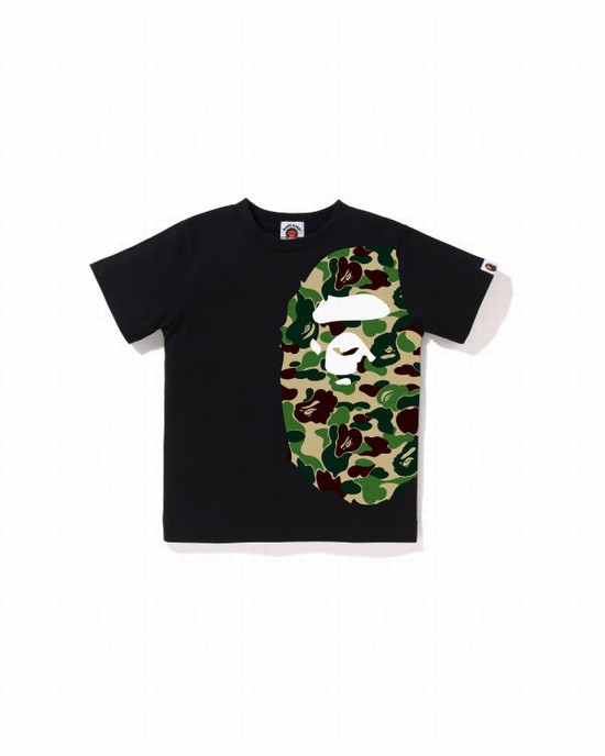 Camiseta Bape ABC Camo Side Big Ape Head Niños Negros | 092714-EAY