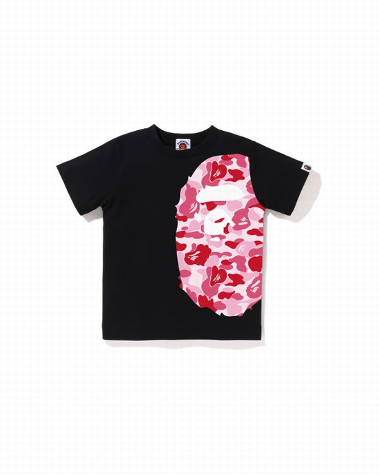 Camiseta Bape ABC Camo Side Big Ape Head Niños Negros | 467981-QWS