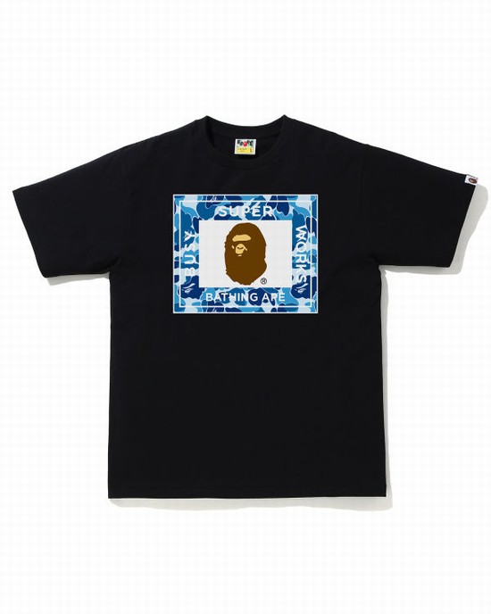 Camiseta Bape ABC Camo Super Busy Works Hombre Azules | 219380-IGK