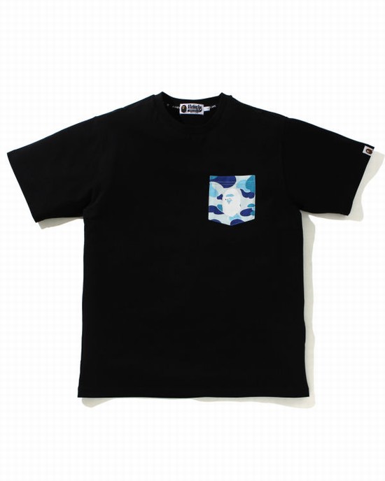 Camiseta Bape ABC Camo pocket Hombre Azules Claro | 741852-CUO