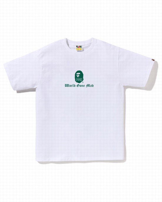 Camiseta Bape A Bathing Ape Logo Hombre Blancos | 075319-PKV