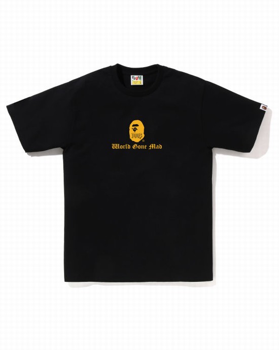 Camiseta Bape A Bathing Ape Logo Hombre Negros | 130846-XBN