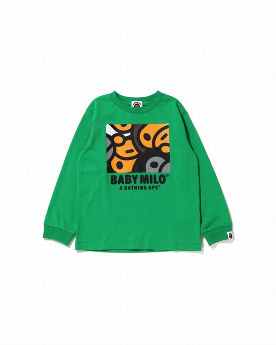 Camiseta Bape All Milo Mix L/S Niños Verde Menta | 453609-TYD