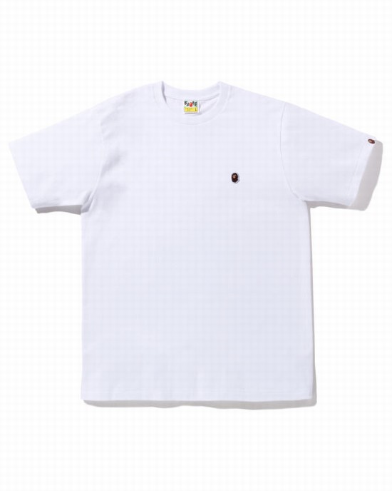 Camiseta Bape Ape Head One Point Hombre Blancos | 389140-PBT