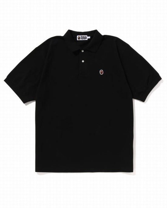 Camiseta Bape Ape Head One Point Relaxed Fit Polo Hombre Negros | 418507-VAG